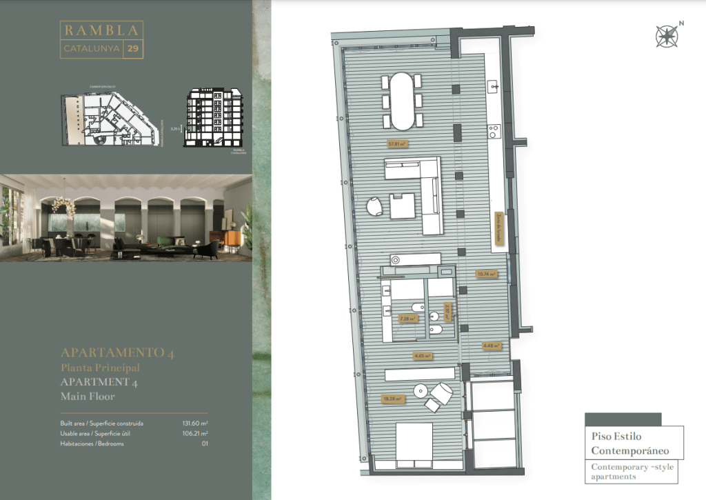 plano de apartamento 4 rambla cataluñya 29 Vivienda Rambla Catalunya 29 | Plano del piso