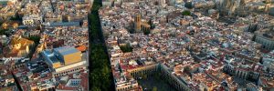 Imagen aérea de las calles del centro de Barcelona, donde se encuentra una de las viviendas de lujo en Rambla Catalunya, llamada Casa Malla en Rambla 29.